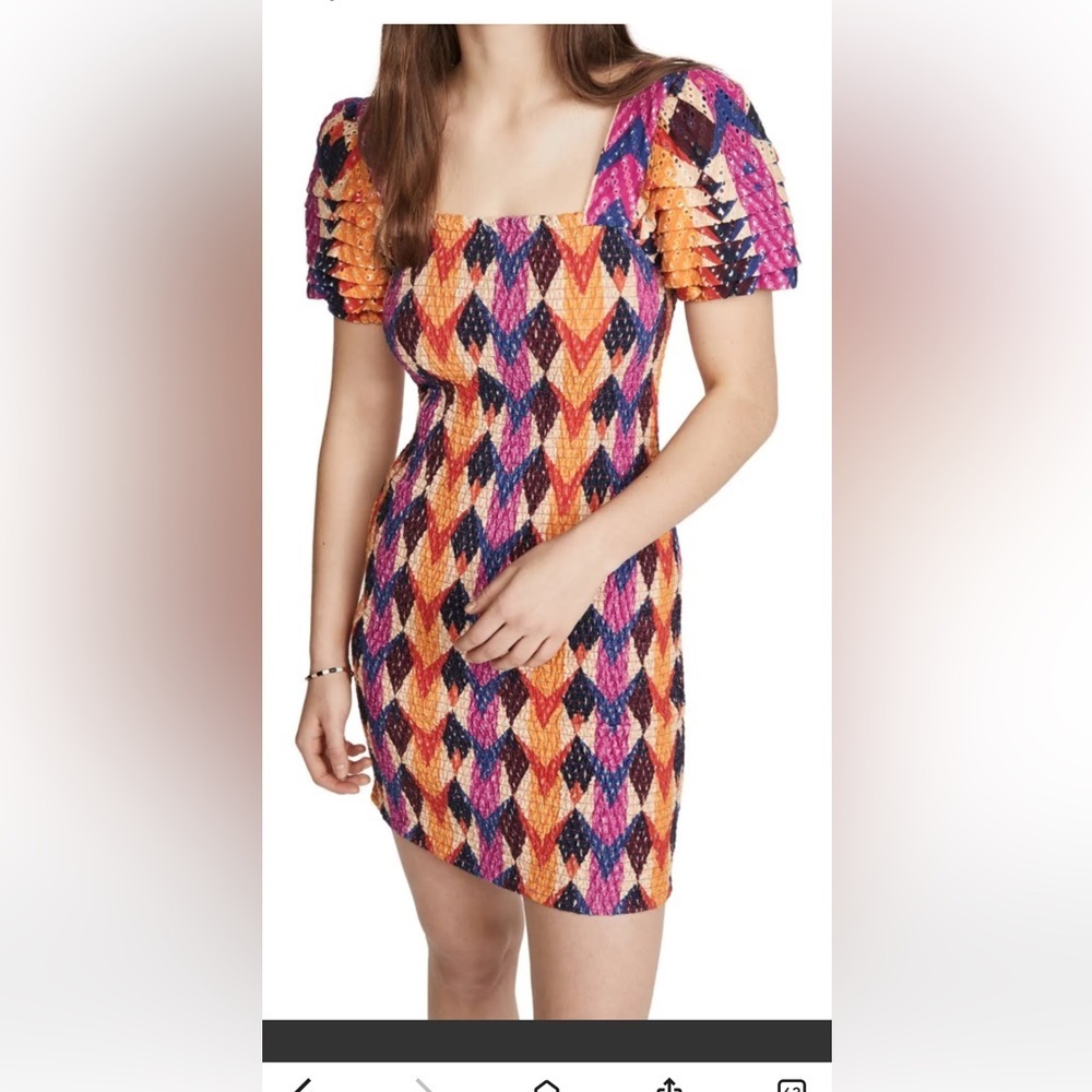 Farm Rio Lindeza grafica Mini Dress Multicolor Short Sleeve Dress medium